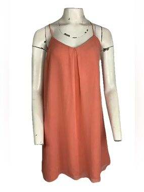 Ark & Co Sz M Peachy Chiffon Layered Strappy Spring Summer Pullover Dress